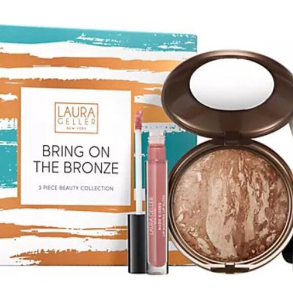 NEW Laura Geller 3-Piece Makeup Set BRING ON THE BRONZE Baked Body Frosting Lip - Picture 1 of 8